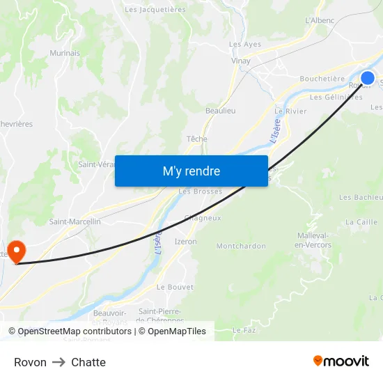 Rovon to Chatte map