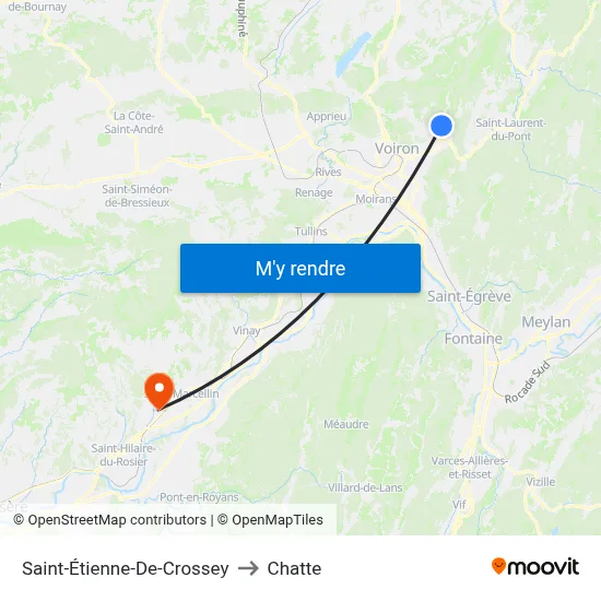 Saint-Étienne-De-Crossey to Chatte map
