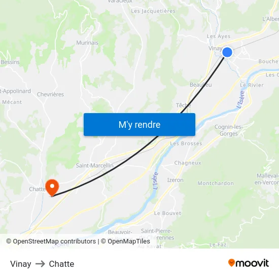 Vinay to Chatte map