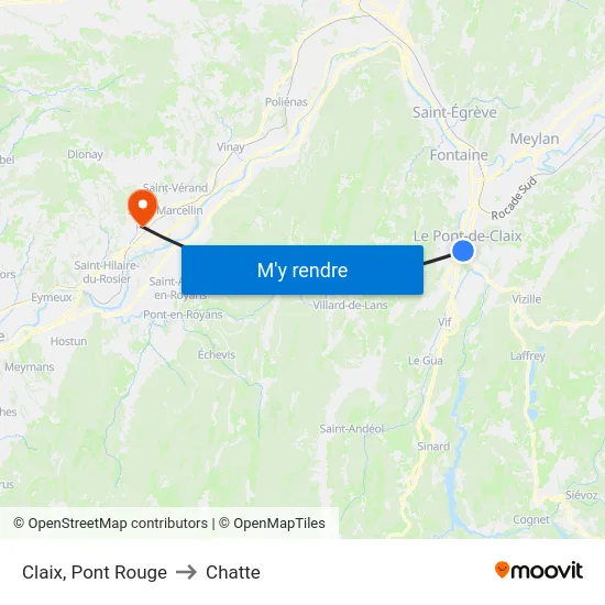 Claix, Pont Rouge to Chatte map