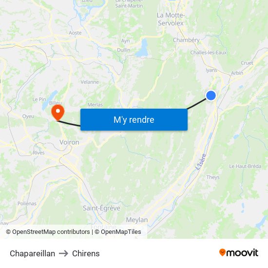 Chapareillan to Chirens map