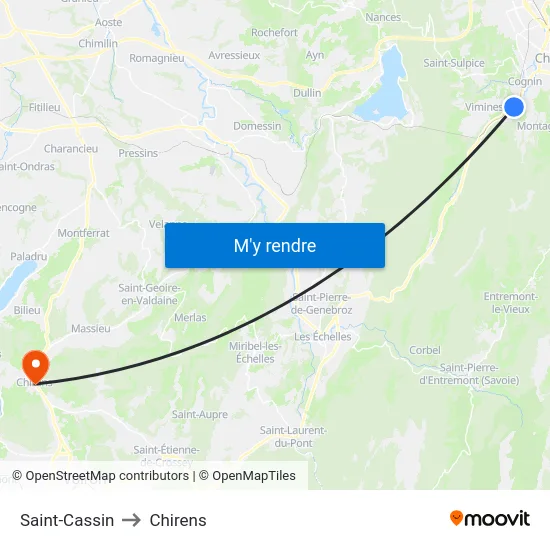 Saint-Cassin to Chirens map