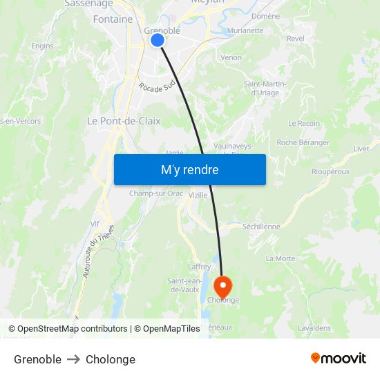 Grenoble to Cholonge map