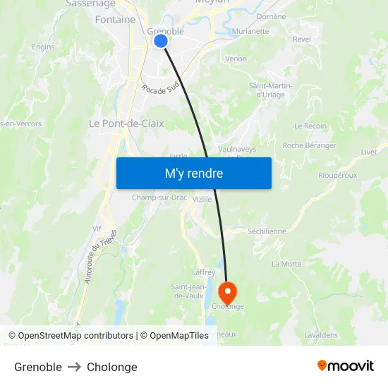 Grenoble to Cholonge map