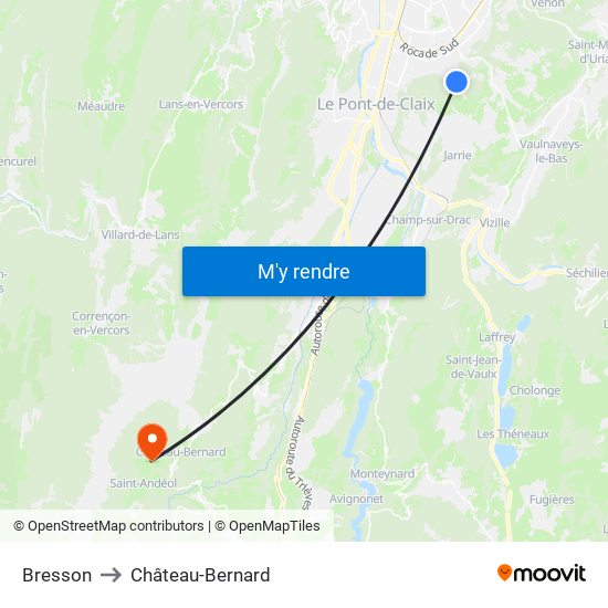 Bresson to Château-Bernard map