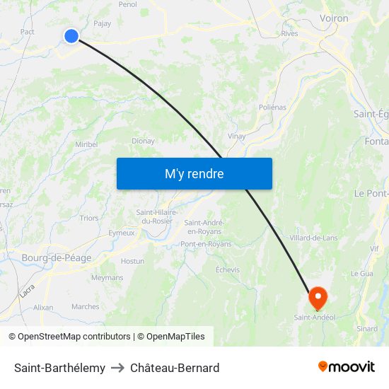 Saint-Barthélemy to Château-Bernard map