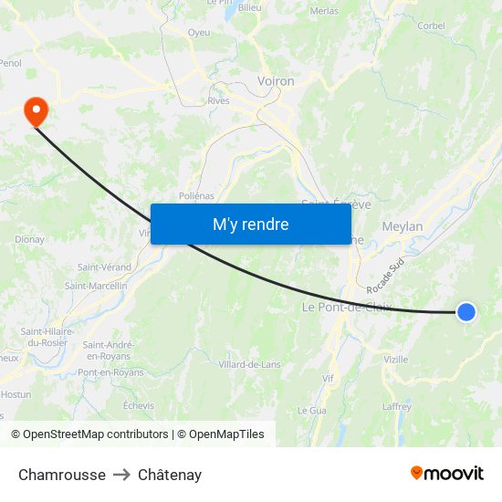 Chamrousse to Châtenay map