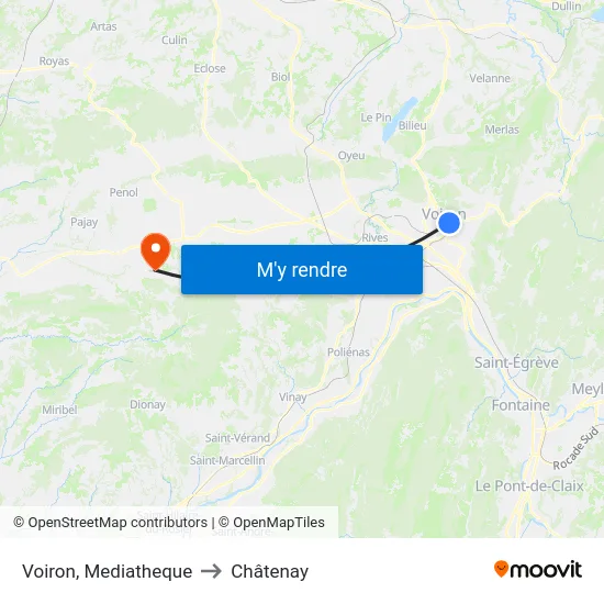 Voiron, Mediatheque to Châtenay map