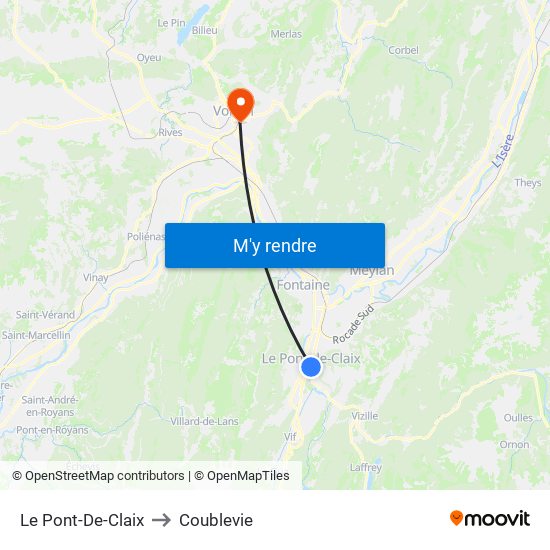 Le Pont-De-Claix to Coublevie map