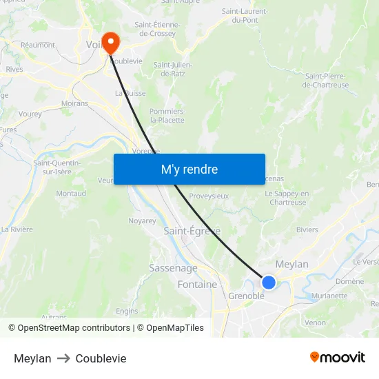Meylan to Coublevie map