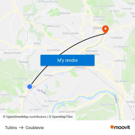 Tullins to Coublevie map