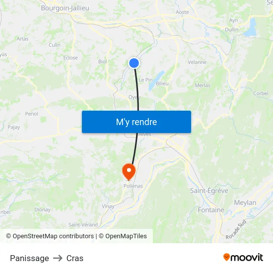 Panissage to Cras map