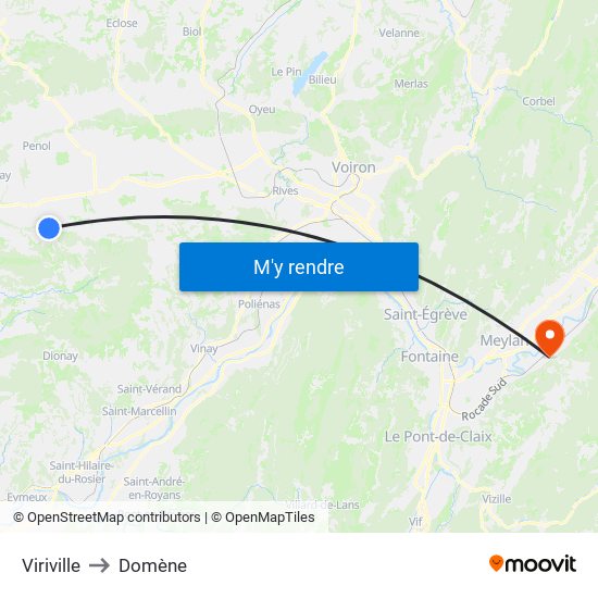 Viriville to Domène map