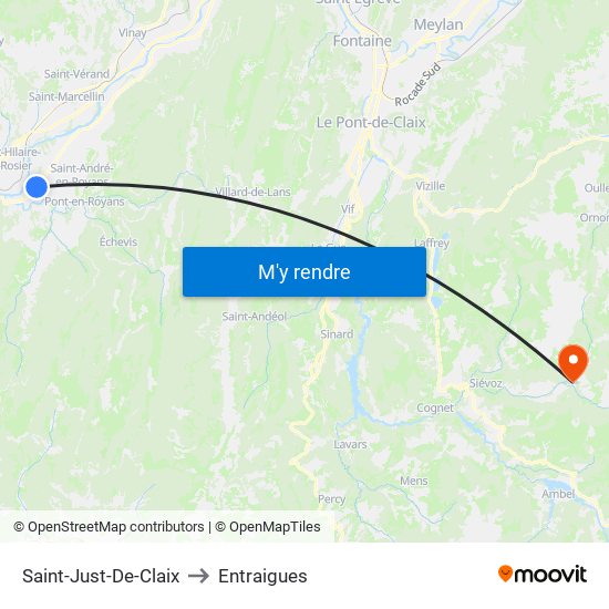 Saint-Just-De-Claix to Entraigues map
