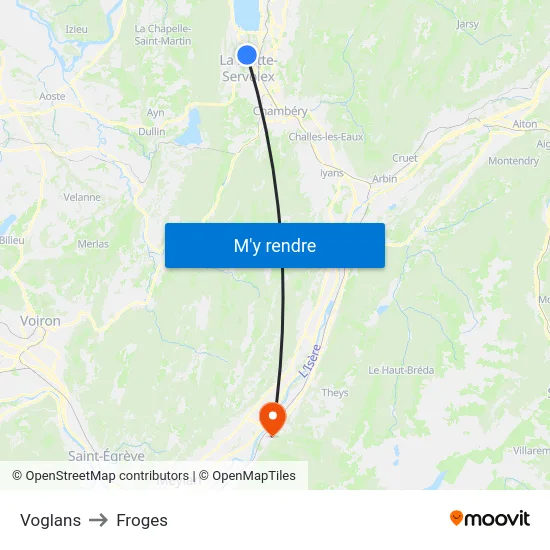 Voglans to Froges map