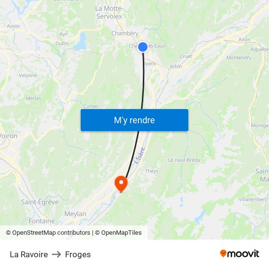 La Ravoire to Froges map