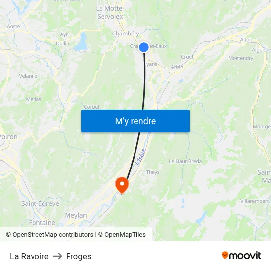 La Ravoire to Froges map