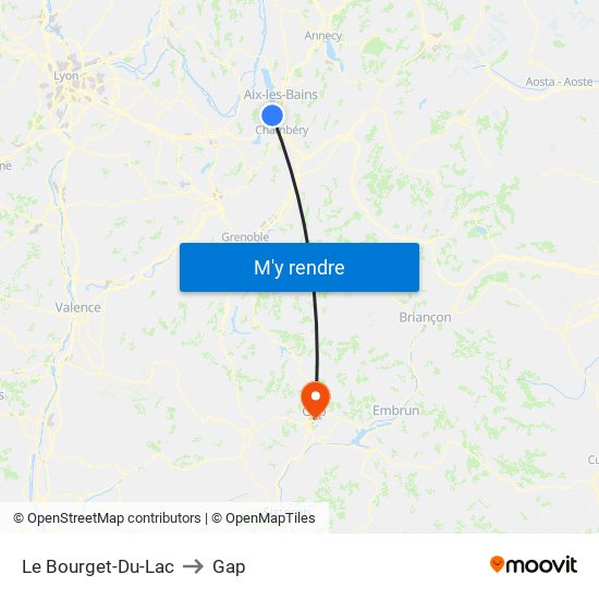 Le Bourget-Du-Lac to Gap map