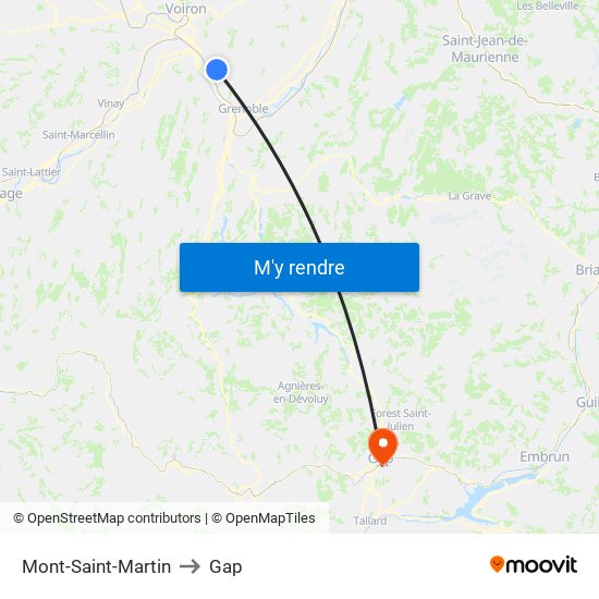 Mont-Saint-Martin to Gap map