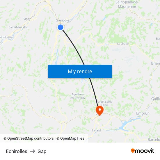 Échirolles to Gap map