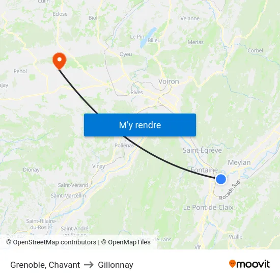 Grenoble, Chavant to Gillonnay map