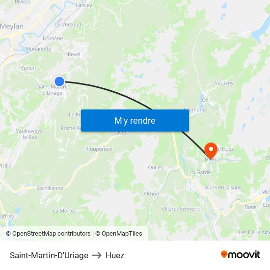 Saint-Martin-D'Uriage to Huez map