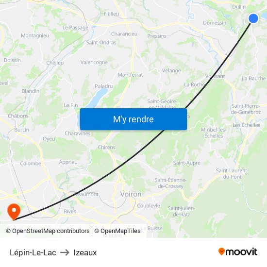 Lépin-Le-Lac to Izeaux map