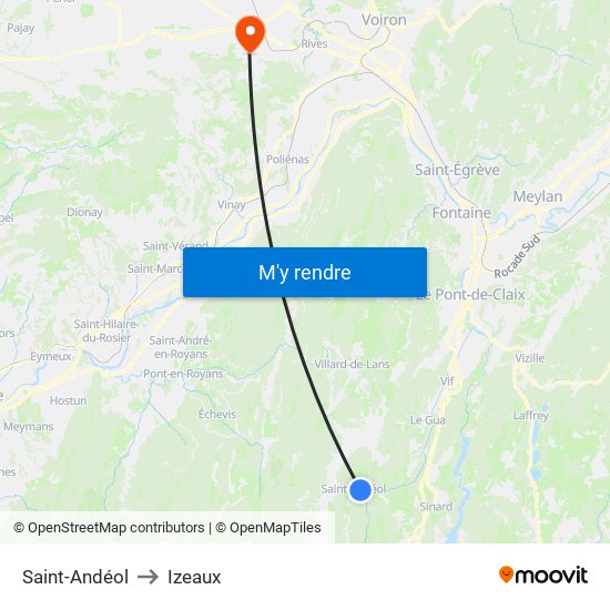 Saint-Andéol to Izeaux map