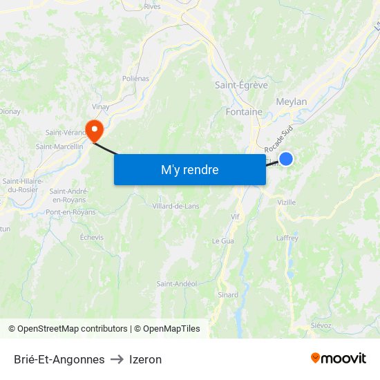 Brié-Et-Angonnes to Izeron map