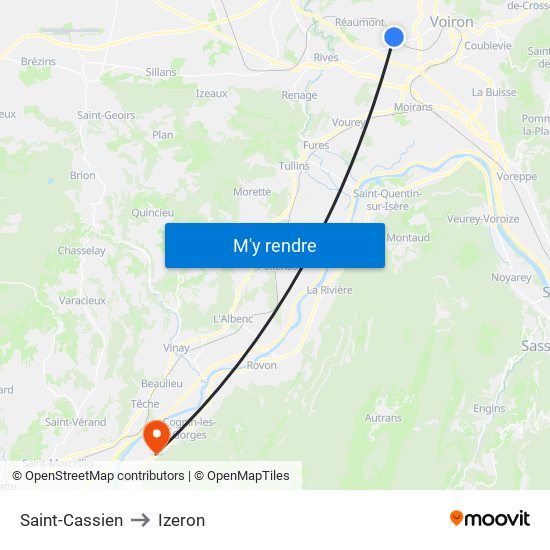 Saint-Cassien to Izeron map