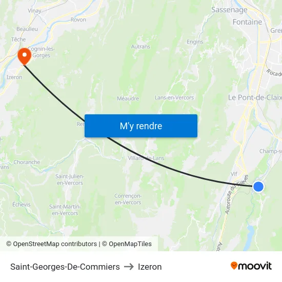 Saint-Georges-De-Commiers to Izeron map