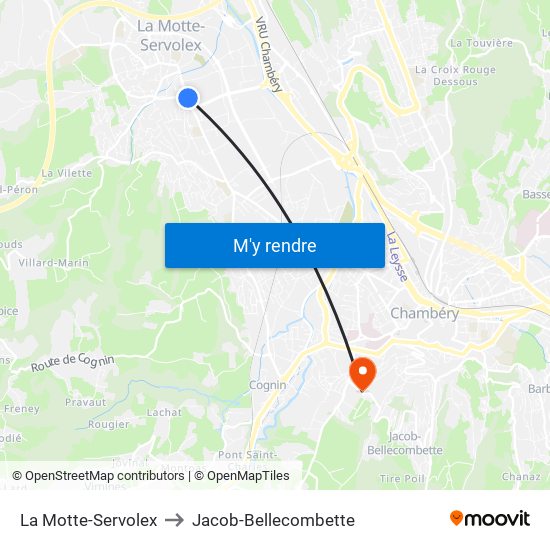 La Motte-Servolex to Jacob-Bellecombette map