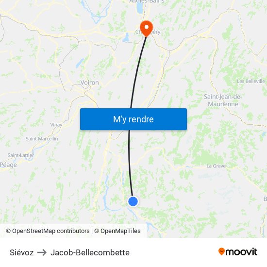 Siévoz to Jacob-Bellecombette map
