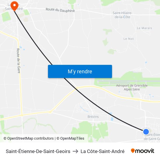 Saint-Étienne-De-Saint-Geoirs to La Côte-Saint-André map