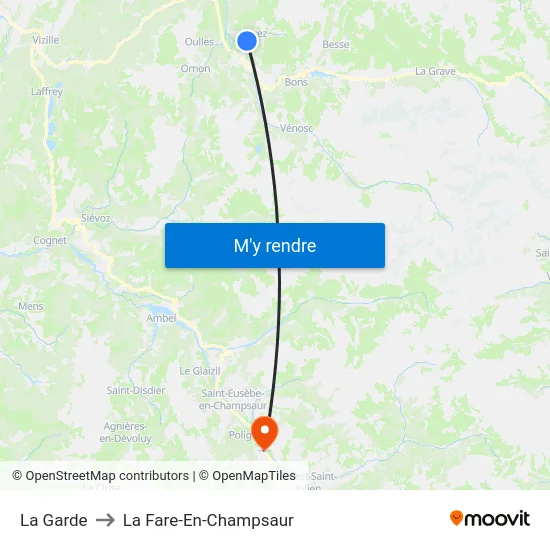 La Garde to La Fare-En-Champsaur map