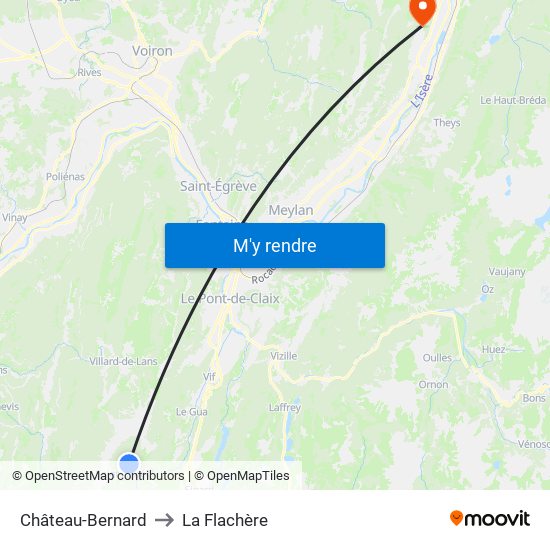 Château-Bernard to La Flachère map