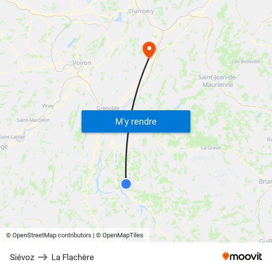 Siévoz to La Flachère map