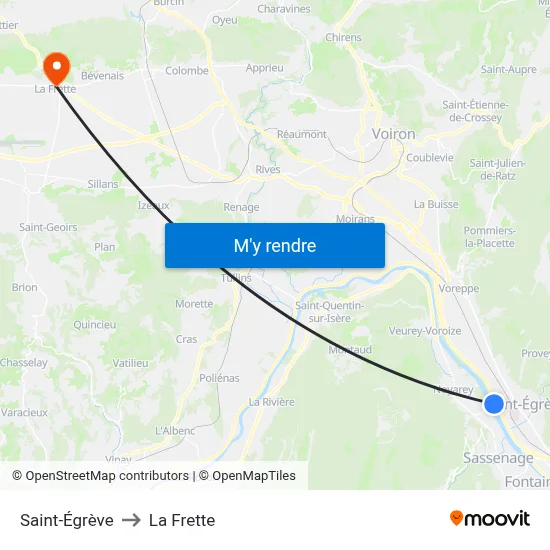 Saint-Égrève to La Frette map