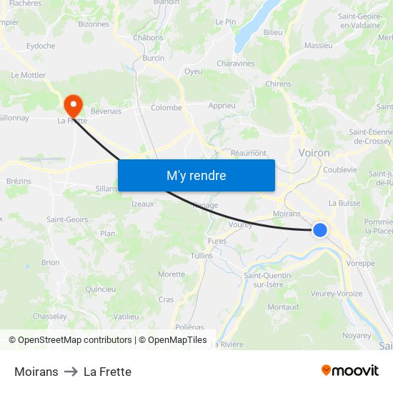 Moirans to La Frette map
