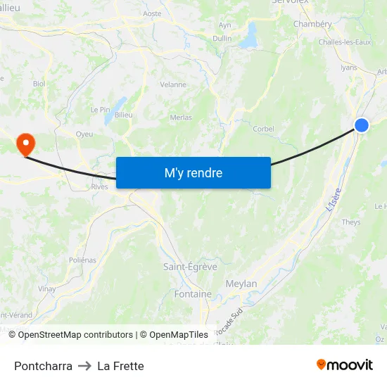 Pontcharra to La Frette map