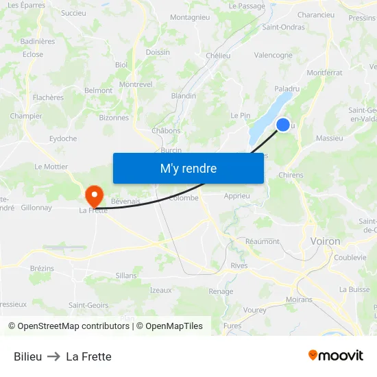 Bilieu to La Frette map