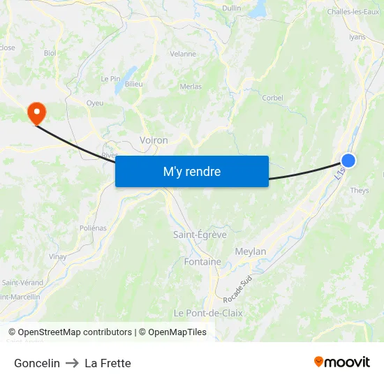 Goncelin to La Frette map