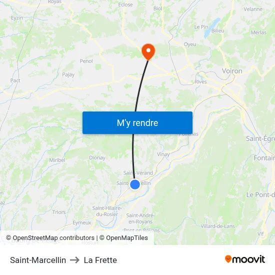 Saint-Marcellin to La Frette map