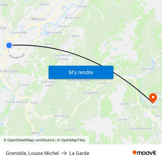 Grenoble, Louise Michel to La Garde map