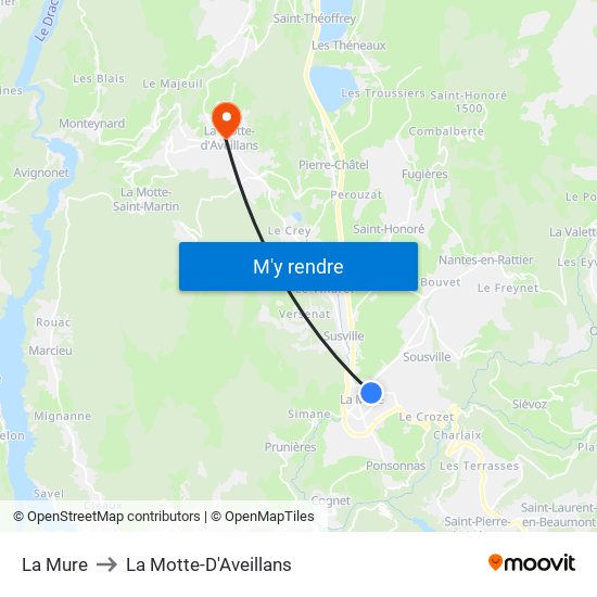 La Mure to La Motte-D'Aveillans map