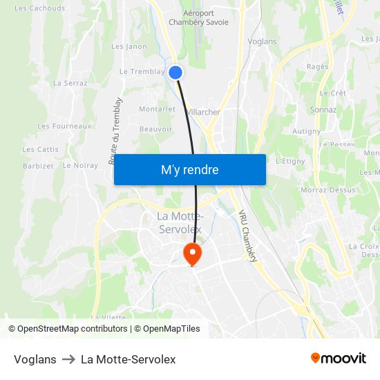 Voglans to La Motte-Servolex map