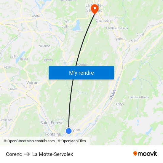 Corenc to La Motte-Servolex map