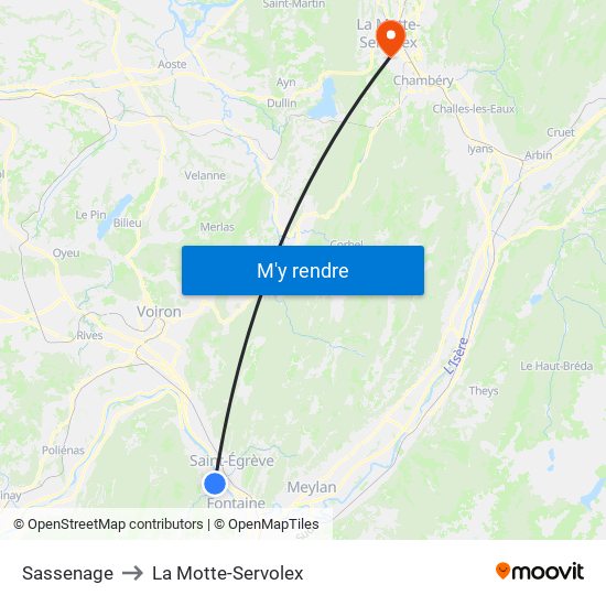 Sassenage to La Motte-Servolex map