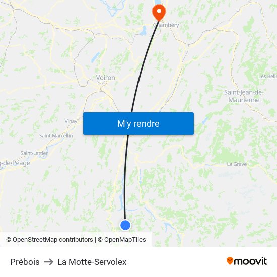 Prébois to La Motte-Servolex map