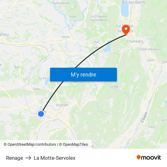 Renage to La Motte-Servolex map